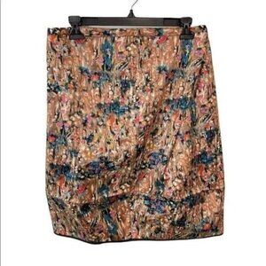 Manoush Designer Brown Teal Abstract Skirt FR 38 US 6